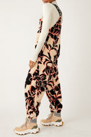 Free People Movement Printed Hit The Slopes Printed Salopette Style OB1605126 in Magnolia Combo;Free People Sherpa Overalls;Free People Printed Sherpa Overalls; 