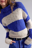 Free People Opal Rugby Stripe Sweater Style OB2481400 in both Cobalt Combo and Lemon Combo; 