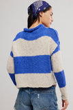 Free People Opal Rugby Stripe Sweater Style OB2481400 in both Cobalt Combo and Lemon Combo; 