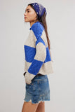 Free People Opal Rugby Stripe Sweater Style OB2481400 in both Cobalt Combo and Lemon Combo; 