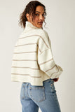 Free People Paulie Sweater Style OB1751762 in Smoked Pearl Combo and Moonbeam Combo;Striped Turtleneck Sweater;Drop shoulder sweater; Free PEople Striped Drop Shoulder Cropped Turtleneck Sweater