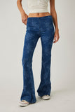 Free People Penny Pull On Printed Style OB1744874 in Indigo Combo Roman;Free PEople Printed Flare Jeans; 