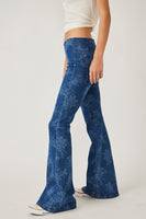Free People Penny Pull On Printed Style OB1744874 in Indigo Combo Roman;Free PEople Printed Flare Jeans; 