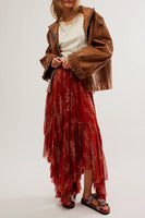 Free People Printed Clover Skirt Style F23S01406 in Rust Combo; 