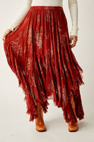 Free People Printed Clover Skirt Style F23S01406 in Rust Combo; 