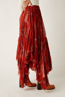 Free People Printed Clover Skirt Style F23S01406 in Rust Combo; 