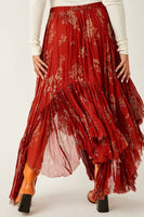 Free People Printed Clover Skirt Style F23S01406 in Rust Combo; 