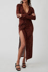 Free People Shayla Wrap Dress STyle OB1717478 in chocolate combo;Fall Wrap Dress;Free People Printed Midi Wrap Dress;Fall Guest Of Drss; 