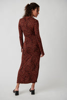 Free People Shayla Wrap Dress STyle OB1717478 in chocolate combo;Fall Wrap Dress;Free People Printed Midi Wrap Dress;Fall Guest Of Drss; 