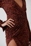 Free People Shayla Wrap Dress STyle OB1717478 in chocolate combo;Fall Wrap Dress;Free People Printed Midi Wrap Dress;Fall Guest Of Drss; 