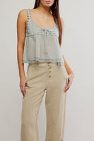 Free People Stevie Lace Tank Style OB2188413 in Clean Ivory and in Pearl Blue; Baby Doll Style Tank Top; Feminine Tank Top