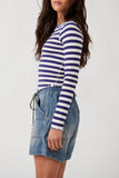 Free People Striped Be My Baby Long Sleeve Tee Style OB1688876 in classic combo; 