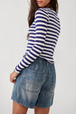 Free People Striped Be My Baby Long Sleeve Tee Style OB1688876 in classic combo; 