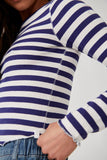 Free People Striped Be My Baby Long Sleeve Tee Style OB1688876 in classic combo; 