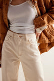 Free People Tinsley High Rise Baggy Jeans Style OB1714578 in Ecru; Winter White Jeans