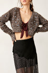 Free People Twinklw Cardi Style OB1787002 in Hot Fudge Combo;Free PEople Jeweled cardigan; 