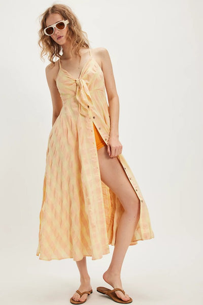 via midi dress Free People Via Midi Dress in Brown Combo Everly