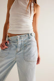 Free People We The Free Palmer Cuffed Jeans Style OB1824199-4415 in Daydream Blue; 
