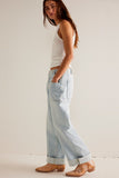 Free People We The Free Palmer Cuffed Jeans Style OB1824199-4415 in Daydream Blue; 