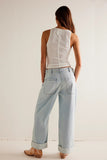 Free People We The Free Palmer Cuffed Jeans Style OB1824199-4415 in Daydream Blue; 