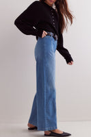Free People Clothing LIBRE WIDE LEG Style OB2017752 in goodie goodie; Retro Inspired Wide Leg Jeans; Vintage inspired Pocketless Wide Leg Jeans