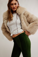 Free People Clothing Penny Pull-On Velvet Pants Style OB2338411 in Night Forest; 