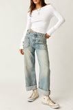 Free People Palmer Cuffed Jean Style OB1824199 in La La Land Colorway; 