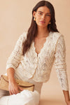 Generation Love Clothing Blake Crystal Pointelle Cardigan Style S00014377A in Natural; crystal embellished cardigan; 