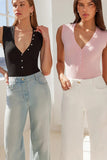 Generation Love Clothing Zoelle Rib Tank Style K00764287 in Black and in Sugar Pink; V-Neck Pearl Tank Top