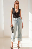 Generation Love Clothing Zoelle Rib Tank Style K00764287 in Black and in Sugar Pink; V-Neck Pearl Tank Top