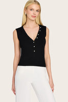 Generation Love Clothing Zoelle Rib Tank Style K00764287 in Black and in Sugar Pink; V-Neck Pearl Tank Top