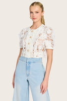 Generation Love Joanie 3d Lace Top Style K01771133 in White; White Lace Button Front Top