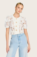 Generation Love Joanie 3d Lace Top Style K01771133 in White; White Lace Button Front Top