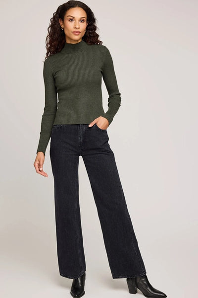 Gentle Fawn Clothing Arlen Top Style GF2510-3080 in Heather Forest; Fall Mock Neck Ribbed Sweater Top