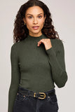 Gentle Fawn Clothing Arlen Top Style GF2510-3080 in Heather Forest; Fall Mock Neck Ribbed Sweater Top