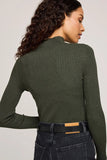 Gentle Fawn Clothing Arlen Top Style GF2510-3080 in Heather Forest; Fall Mock Neck Ribbed Sweater Top