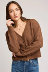 Gentle Fawn Clothing Lila Cardigan Style GF2510-3141-BRN in Heather Chesnut; Button Front, Pointelle Knit, Fall Cardigan 