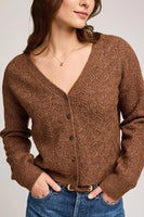 Gentle Fawn Clothing Lila Cardigan Style GF2510-3141-BRN in Heather Chesnut; Button Front, Pointelle Knit, Fall Cardigan 