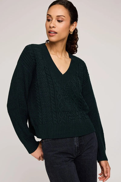 Gentle Fawn Clothing Marcie Pullover Sweater Style GF2510-3150-GRN in Wintergreen; Green V-Neck Fall Sweater