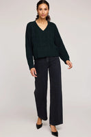 Gentle Fawn Clothing Marcie Pullover Sweater Style GF2510-3150-GRN in Wintergreen; Green V-Neck Fall Sweater