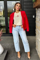 Girl Dangerous Champagne Wishes and Caviar Dreams Crpped Boyfriend Tee Style Win243-109 on Off White; Bfree Style as seen on Ashli Helm