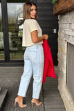 Girl Dangerous Champagne Wishes and Caviar Dreams Crpped Boyfriend Tee Style Win243-109 on Off White; Bfree Style as seen on Ashli Helm