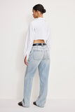 Good American Jeans Good 90's Relaxed Jeans Style GNI024001-I1075 in Indigo; Women's Mid-rise Relaxed Leg Light wash rigid spring summer jeans