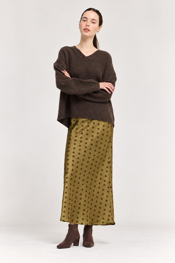 Floral Satin Slip Skirt