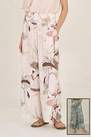 Grade and Gather Printed Wide Leg Pant Style 50454JG in Foliage and in Ivory;printed wide leg pant;printed flowy wide leg pant; 