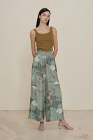 Grade and Gather Printed Wide Leg Pant Style 50454JG in Foliage and in Ivory;printed wide leg pant;printed flowy wide leg pant; 