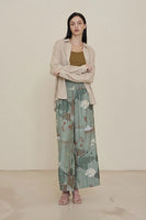 Grade and Gather Printed Wide Leg Pant Style 50454JG in Foliage and in Ivory;printed wide leg pant;printed flowy wide leg pant; 