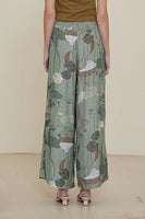 Grade and Gather Printed Wide Leg Pant Style 50454JG in Foliage and in Ivory;printed wide leg pant;printed flowy wide leg pant; 