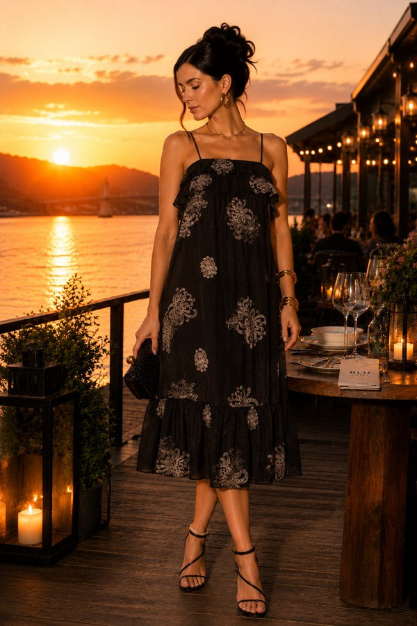 Paige Layered Ruffle Midi Dress
