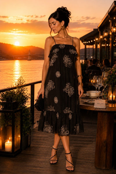 tiered ruffle midi dress Diagonal engagement photos dress Eli Tiered Ruffle Midi Dress